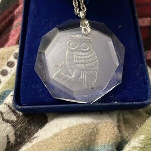 Etched Glass Owl Necklace